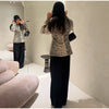 Leopard Print Women Winter Coat Faux Fur Coat Lapel Waist Tightened Jacket Single Breasted Long Sleeve Coat Daily Wear