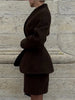 Solid Mini Skirt Set For Women Spring Long Sleeve Waist Jacket Hip Package Skirt 2 Piece Sets Lady Chic Suits