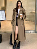 Vintage Elegant Women Long Trench Casual England Long Sleeve Belt Coat Jacket Fall Winter Lady Sweet Retro Harajuku Pockets Tops