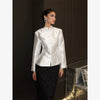 Satin Knot Button Short Coat Women Retro Full Sleeves Waist Cinching Single Breasted Coats Lady Spring Daily Wear