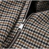 Turtleneck Short Checkered Coat Women Double Breasted Long Sleeve Outerwear Autumn Lady Daily Casual Jacket