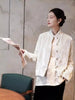Retro Chinese Style Navy Blue Velvet Jacket, Women's French Chic Shirt Collar Blazer Elegant Business Tops J014