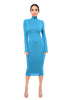 Winter Black Turtleneck Sexy Women Dress Autumn Long Sleeve Skinny Midi Boydcon Casual Blue Plush Knee-Length Party