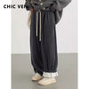 Women Pant Loose Retro High Waisted Casual Wide Leg Pants Solid Plush Thick Warm Female Trousers Spring Autumn