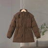 Solid Quilted Cotton Coat Women's Turtleneck Lace-up Full Sleeve Warm Jacket Autumn Winter Lady Commuter Outwear