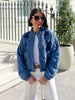 Women's Quilted Stand Collar Padded Jacket Long Sleeve Pocket Casual Fall Winter Coat