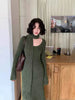 Vintage Knitted Midi Dress Y2K Autumn Slim with Scarf Long Sleeve Dress Female Korean Streetwear Chic All Match Female Vestidos