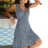 Dresses for Women Casual Plus Size Women's Floral Wrap V Neck Midi Dress A Line Swing Cap Sleeve Midi Vestidos De Fiesta