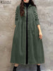 Women Autumn Corduroy Dress Casual Long Sleeve Buttons Up Sundress Solid Loose Holiday Vestido Kaftan Vintage Shirt Dress