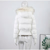 Zipper Cotton Quilted Puffer Jacket Women Furry Hooded Long Sleeve Slim Casual Female Coat Winter Outerwear Chic Lady Coats