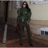 Street Women's Lace Up Leather Jacket Loose Solid Lapel Long Sleeve Belt Jackets Female Spring Lady Vintage Outwears