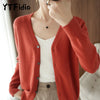 100% Cotton Women's Long Sleeve Top V-neck Coat Knitwear Cropped Coat Cardigans Sweaters Solid Casual 202