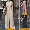 Women Pant Sets Irregular Buttons Vests Wide Leg Trouser Pant Suits Stylish Elegant 2pcs Outfit Streetwear Office Tops