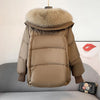 Winter Warm Goose Down Jackets Removable Fur Collar Puffer Jackets Women Thick Female Streetwear White Duck Down Jacket Coat