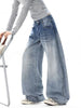 Fleece Lined Thick Curved Barrel Wide Leg Jeans Women Retro High Street Designer Loose Slim Denim Pants