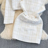 Autumn Dress Suit Women Korean Chic Blue Tweed Jacket + Vest Dress Elegant 2 Piece Set Long Sleeve Cropped Coat
