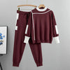 Winter Women Knitted 2 Pieces Set Muslim Casual Thicken Pullover Sweater +Knitted Pant 2PCS Suits Outfit Sport Warm Set