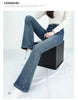 Winter Fleece Women's Flare Pants Retro Slim High Waist Elastic Cotton Thick Warm Denim Pants Korean Female Clothes