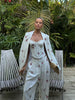 Floral Print Three-Piece Set Corset Top Oversized Blazer Wide Leg Pants Spring Vacation Women Outfit Chic Elegant Lady Suit