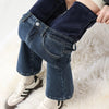 Winter Women's Warm Fleece Jeans Vintage Slim Flare Pants Elastic Korean Female Plush Velvet Thermal Denim Trousers