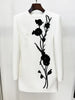 High Street Designer Women's Flowers Beaded Long Sleeve Dress