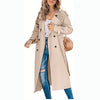 Trench Women Coats Mid Length Coat Turn Down Collar Full Sleeve Double Breasted Elegant Splice Lace Up Jackets Autumn