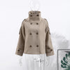 Elegant Women's Short Woolen Coats Stand Collar Double Breasted Long Sleeve Female Jacket Autumn Winter Lady Warm Outwear