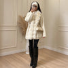 Faux Fur PatchworkTwisted Knitted Cardigan Women Elegant Lapel Long Sleeve Pockets Furry Knitwear Autumn Female Loose Outerwears