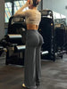 Ladies High-Waist Butt-Lifting Wide Leg Yoga Pants Soft Elastic Straight Fitness Trousers Skin-Friendly High Elasticity