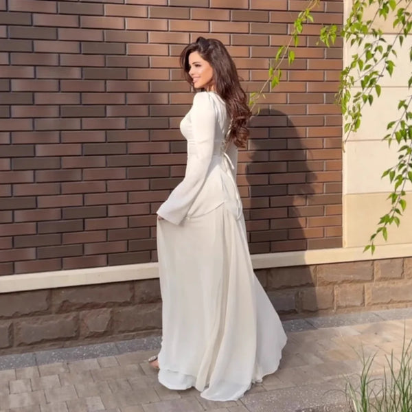 Women's Solid Color Casual A-line Square Neck Long Sleeve Spliced Ankle Length Dresses Female Clothes