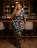 Women Full Sleeve Floral Print Bodycon Long Dress Spring Evening Street Birthday Night Party Vestidos Sexy Dresses