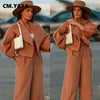 Women's Set Long Sleeve Slim Blazer and Wide Leg Pants Fall OL Workout Two 2 Piece Sets Outfit Tracksuit
