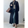 Stand Neck Long Trench Coat Women Spring Casual Turn-down Collar Single-breasted Trench Coat