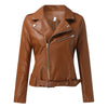 Autumn Women Plus Size PU Leather Jackets Slim Zipper Up Moto Biker Bomber Jacket Winter Belted Retro Women Short Coats S-5XL