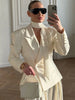 Elegant Suit jacket Female Patchwork V-Neck Lace-Up Commute Long Sleeve Autumn Coat For Women Bandage Suit