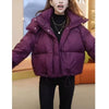 Hooded Collar Cotton-padded Jacket For Women Autumn Winter Solid Loose Warm Female Puffer Coat