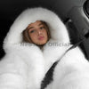 Winter Pure White Mountain Hooded Cropped Faux Fur Coat Women Fluffy Eco Fox Fur Jacket Girls Overcoat
