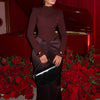 Women's Casual Long Sleeve Solid Color Long Dress Hight Waist Slim Gowns Dress Elegant High Neck Irregular Evening Dress