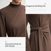 Dresses Woman Winter Elegant Commuter Turtleneck Lace-up Dress Women's Knitted Straight Solid Color Skirt 12544088