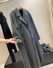 Original Grey Women's wool blend woolen coat with belt, double-sided fleece long woolen coat
