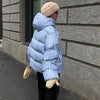 Casual Stripe Women's Padded Jacket Hooded Zipper Warm Thicken Lady Coats Autumn Winter Female Street Outwear