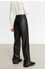 Minimalist PU Leather Casual Pants for Women Autumn Loose Floor Length Straight Slit Female Trousers 12343250