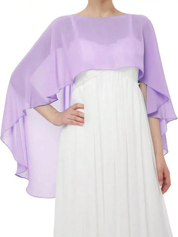 Womens Ladies Soft Wedding Capes Wedding Jacket Wraps Chiffon Shrug Bridal Bolero Long Shawl and Wraps Evening Wedding Cover Up