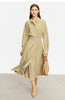 Minimalist French Long-sleeve Shirt Dress for Women Autumn A-line Office Lady Solid Midi Dresses Vestidos 12343290