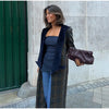 Woolen Plaid Long Coat Women Turn-down Collar Loose Long Sleeve Button Elegant Outwear Female Thicken Spring Street Jacket