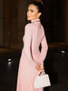 Autumn Elegant High Collar Long Sleeve Ruched Slim Fit Long Dress Women'S Solid Casual Party Club Street Clothes