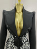 Sparkly Crystal Chains Pearls Long Sleeve Mini Dress Women Birthday Evening Party Nightclub Outfit Singer Wedding Costume