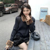 Ladies Coat Jacket Spring Autumn Short Jackets Korean Leopard Print Fur Collar Besign With Single Breasted Buckle Coats