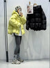 Women Light White Down Jacket with Hood Loose Over Size Casual Autumn Winter Outwear Square Warm Short Coat