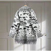 Tassels Patchwork Cardigans Women Sweater Knitted Printed Long Sleeve V-neck Colorful Thicken Sweaters Autumn Coat
